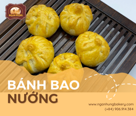 Bánh bao nướng nhân thịt trứng cút